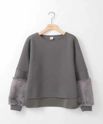 ZMKCE08140 al'aise modulation 【洗える/日本製】ジョイントファー切り替えデザインプルオーバー