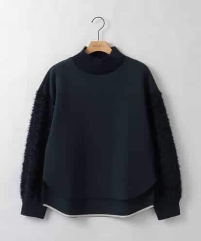 ZMKCE12140 al'aise modulation 【洗える/日本製】フェザースリーブ異素材ジョイントプルオーバー