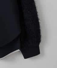 ZMKCE12140 al'aise modulation(アレーズモジュレーション) 【洗える/日本製】フェザースリーブ異素材ジョイントプルオーバー ネイビー