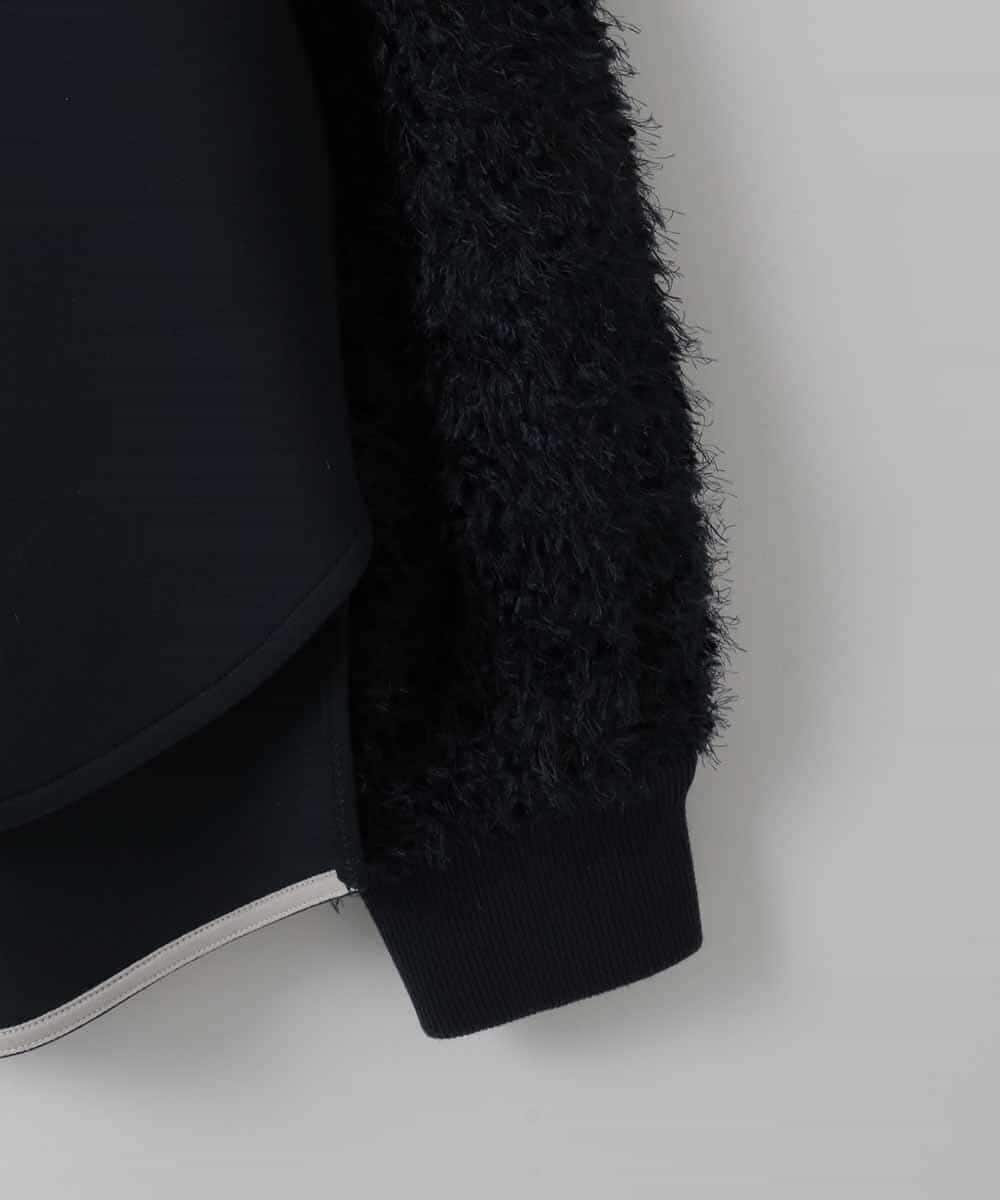 ZMKCE12140 al'aise modulation(アレーズモジュレーション) 【洗える/日本製】フェザースリーブ異素材ジョイントプルオーバー ネイビー