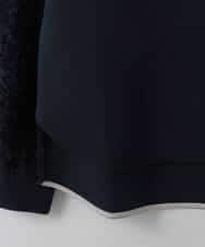 ZMKCE12140 al'aise modulation(アレーズモジュレーション) 【洗える/日本製】フェザースリーブ異素材ジョイントプルオーバー ネイビー