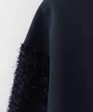 ZMKCE12140 al'aise modulation(アレーズモジュレーション) 【洗える/日本製】フェザースリーブ異素材ジョイントプルオーバー ネイビー