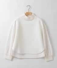 ZMKCE12140 al'aise modulation(アレーズモジュレーション) 【洗える/日本製】フェザースリーブ異素材ジョイントプルオーバー ホワイト