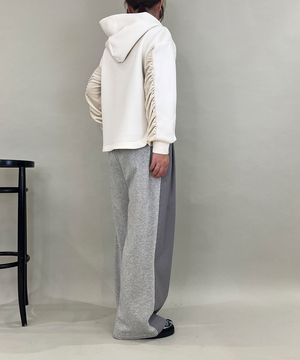 ZMKCE39118 al'aise modulation(アレーズモジュレーション) ベロアMIXデザインフーディー アイボリー