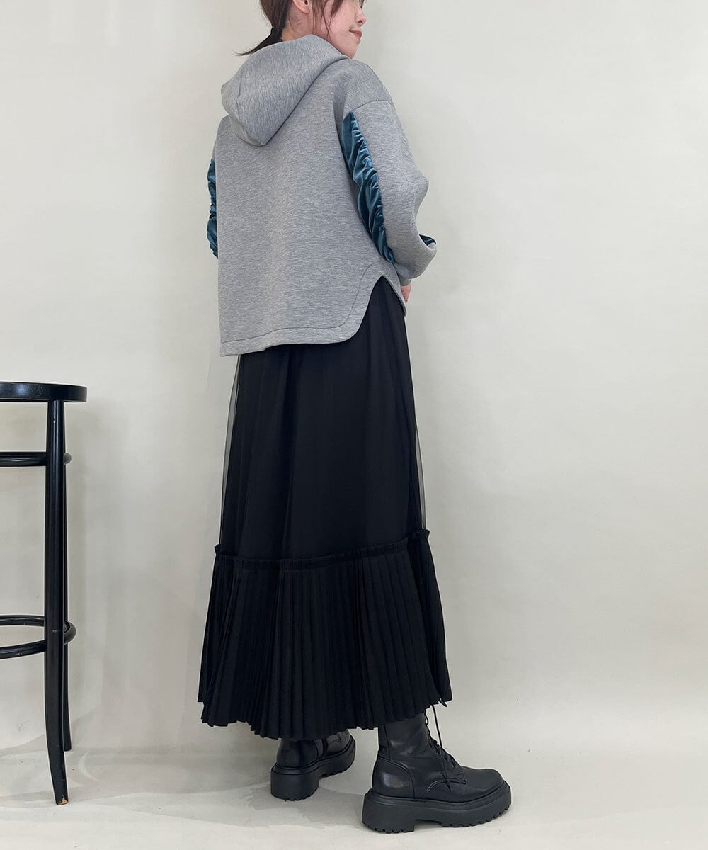 ZMKCE39118 al'aise modulation(アレーズモジュレーション) ベロアMIXデザインフーディー グレー