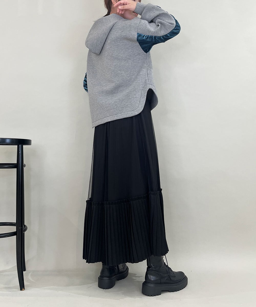 ZMKCE39118 al'aise modulation(アレーズモジュレーション) ベロアMIXデザインフーディー グレー