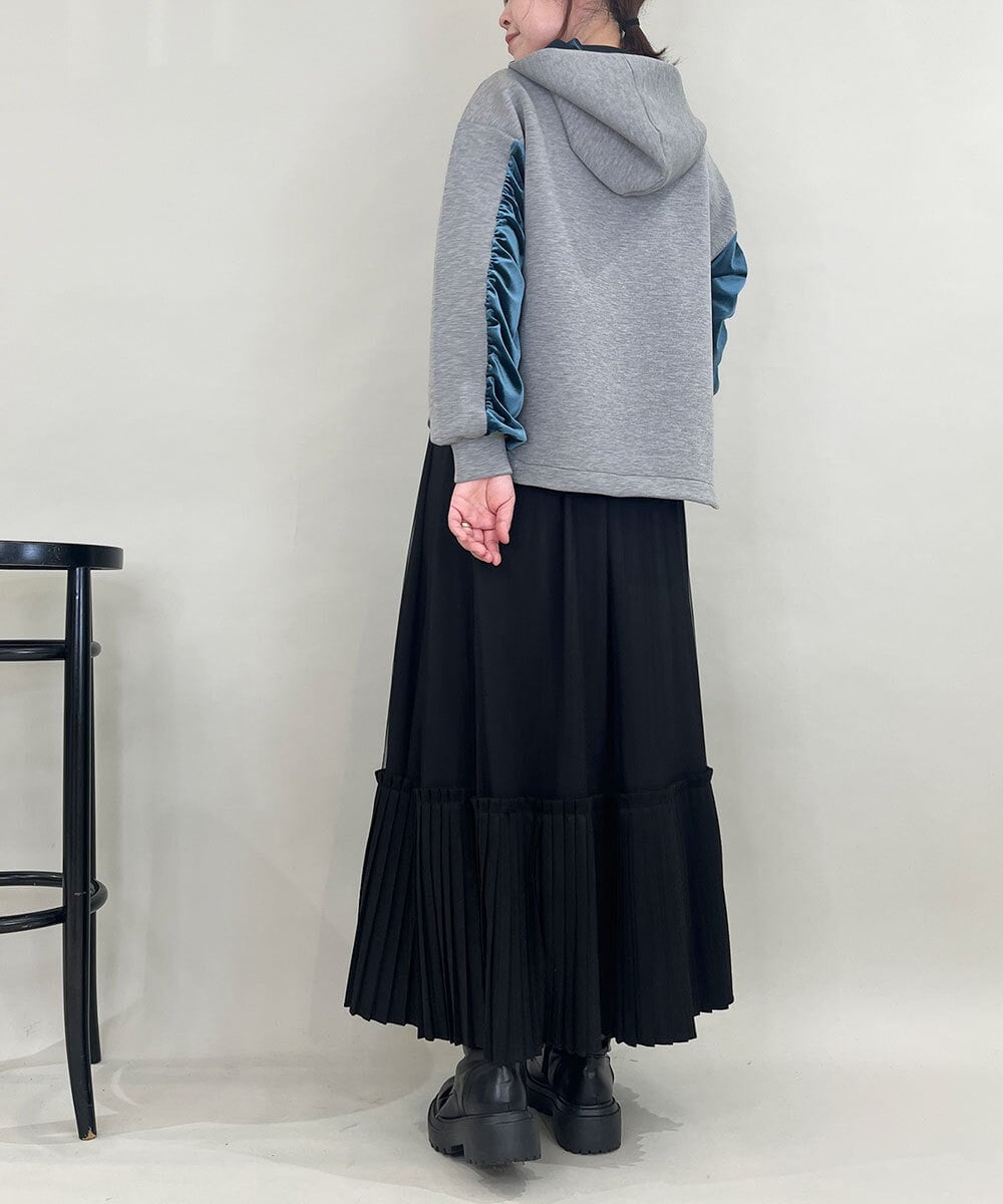 ZMKCE39118 al'aise modulation(アレーズモジュレーション) ベロアMIXデザインフーディー グレー