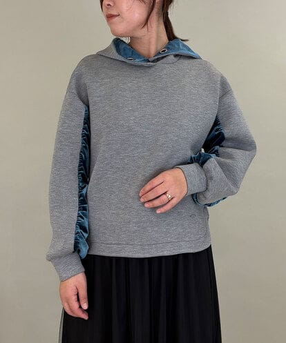 ZMKCE39118 al'aise modulation ベロアMIXデザインフーディー