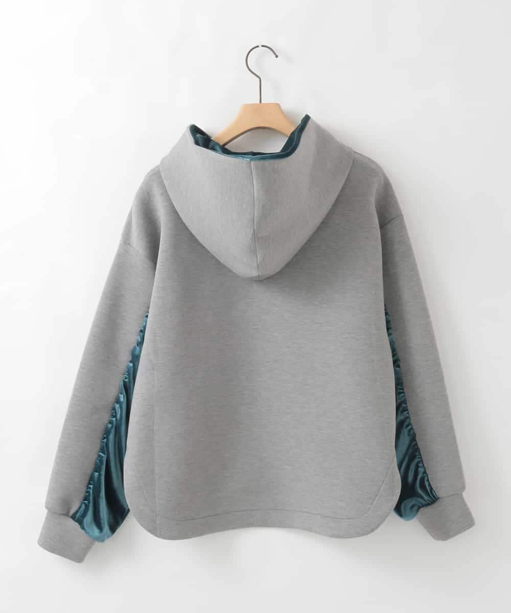 ZMKCE39118 al'aise modulation(アレーズモジュレーション) ベロアMIXデザインフーディー グレー