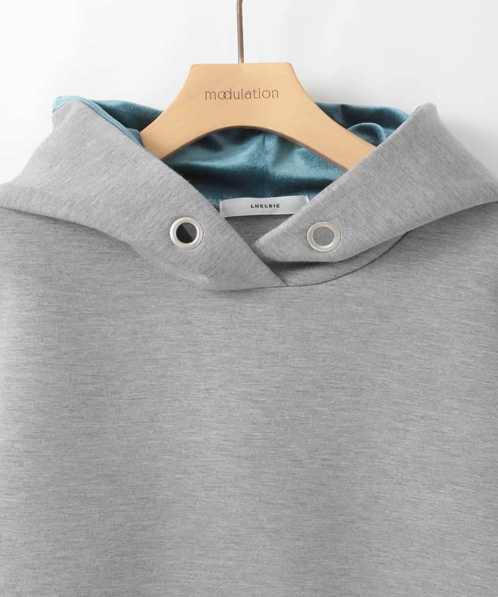 ZMKCE39118 al'aise modulation(アレーズモジュレーション) ベロアMIXデザインフーディー グレー