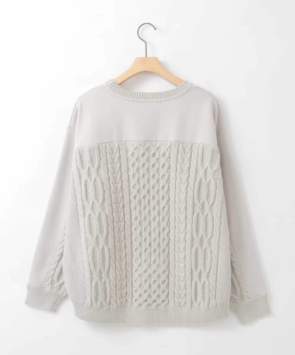 ZMKCE41120 al'aise modulation(アレーズモジュレーション) 【洗える】異素材ドッキングデザインプルオーバー ライトグレー