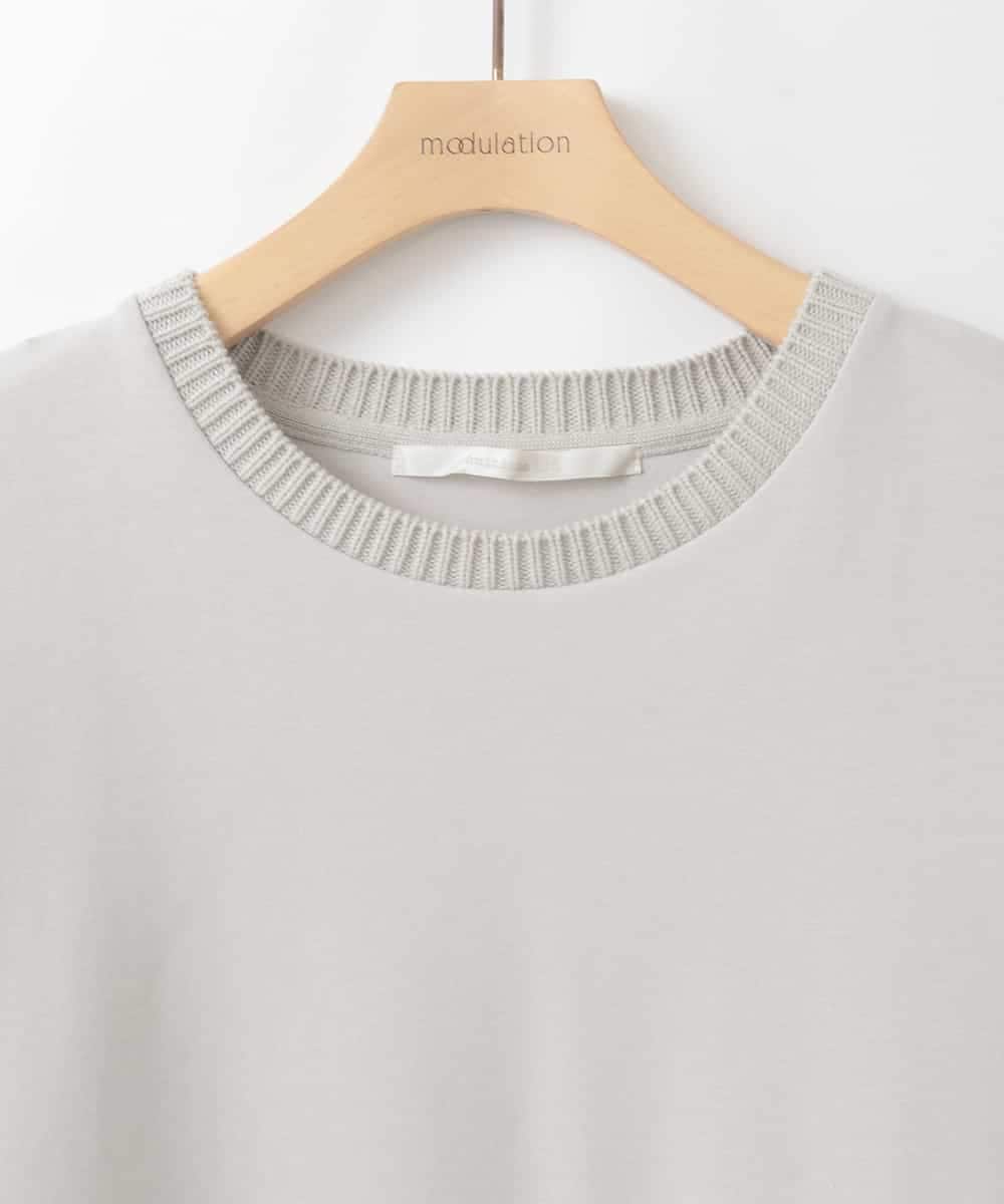 ZMKCE41120 al'aise modulation(アレーズモジュレーション) 【洗える】異素材ドッキングデザインプルオーバー ライトグレー