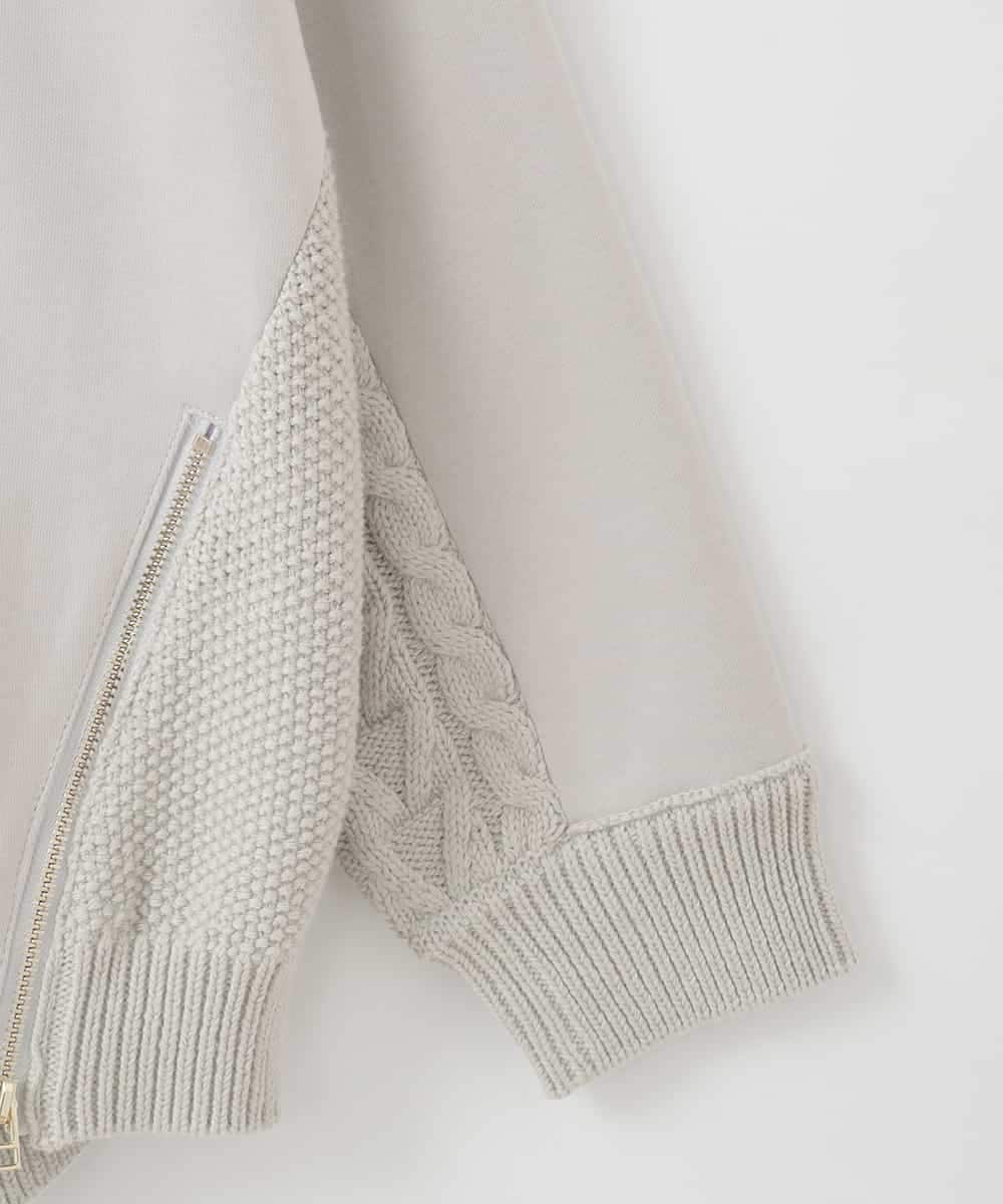 ZMKCE41120 al'aise modulation(アレーズモジュレーション) 【洗える】異素材ドッキングデザインプルオーバー ライトグレー