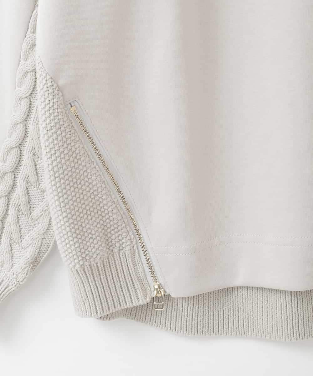 ZMKCE41120 al'aise modulation(アレーズモジュレーション) 【洗える】異素材ドッキングデザインプルオーバー ライトグレー