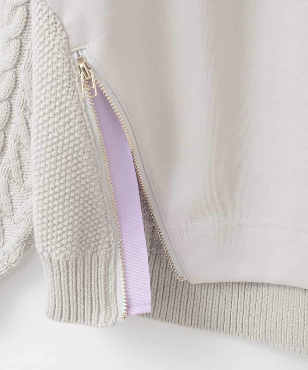 ZMKCE41120 al'aise modulation(アレーズモジュレーション) 【洗える】異素材ドッキングデザインプルオーバー ライトグレー