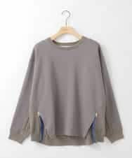 ZMKCE41120 al'aise modulation(アレーズモジュレーション) 【洗える】異素材ドッキングデザインプルオーバー ライトグレー