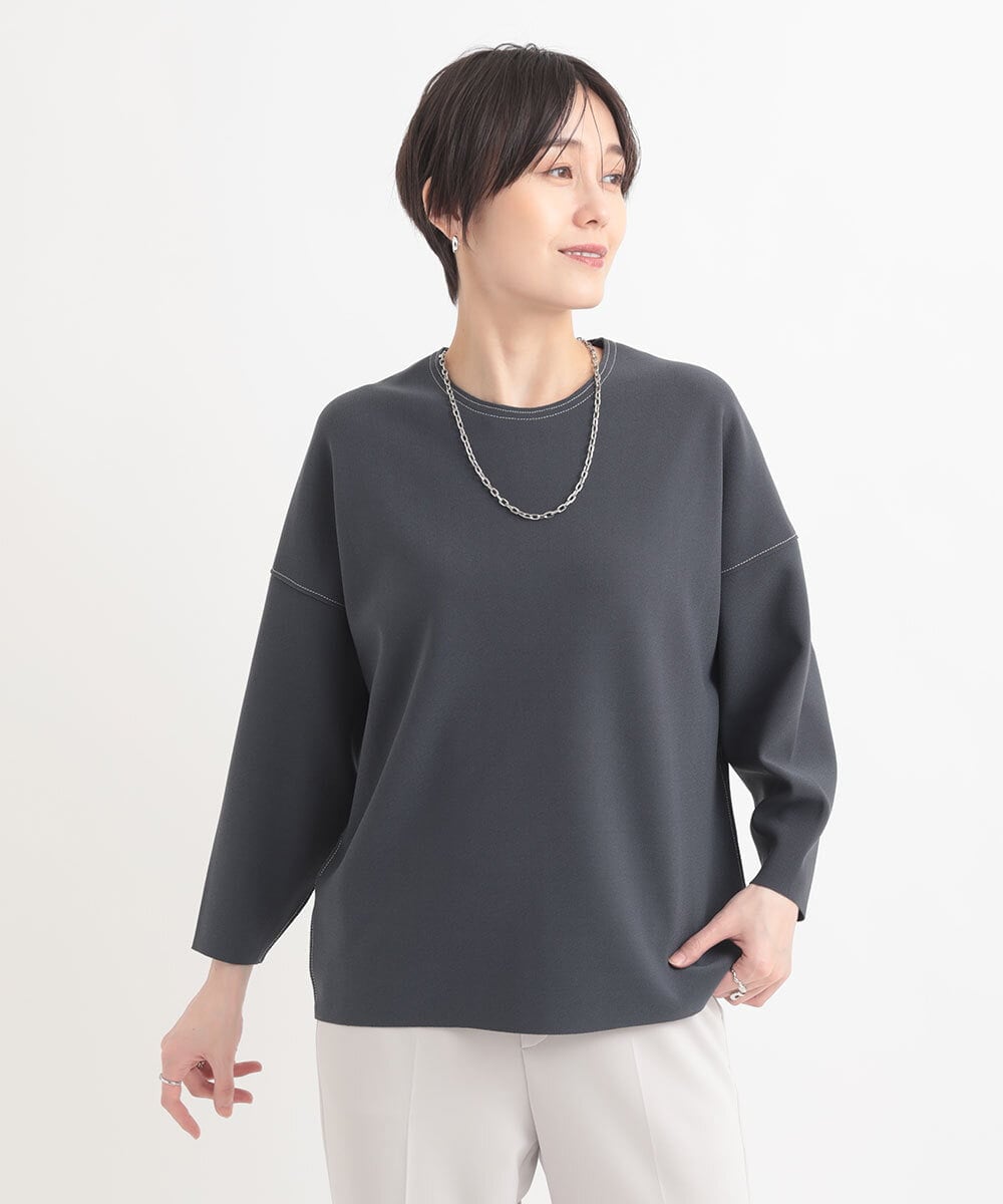ZMKEB07148 al'aise modulation(アレーズモジュレーション) 【セットアップ対応】ジャージーニットコクーンプルオーバー ダークグレー