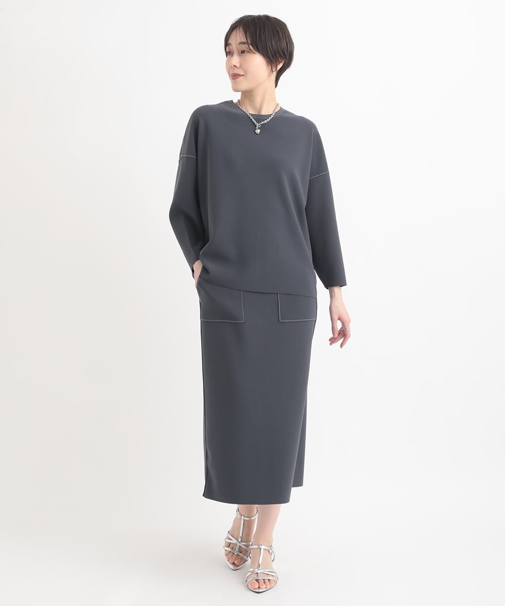 ZMKEB07148 al'aise modulation(アレーズモジュレーション) 【セットアップ対応】ジャージーニットコクーンプルオーバー ダークグレー