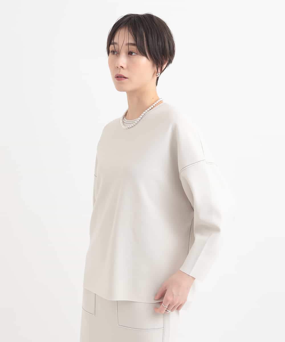 ZMKEB07148 al'aise modulation(アレーズモジュレーション) 【セットアップ対応】ジャージーニットコクーンプルオーバー アイボリー