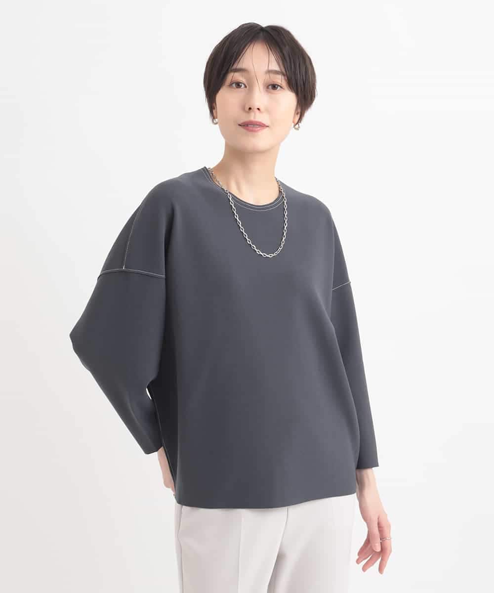 ZMKEB07148 al'aise modulation(アレーズモジュレーション) 【セットアップ対応】ジャージーニットコクーンプルオーバー ダークグレー