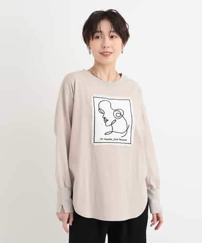 ZMKEB09089  線画刺繍デザインカットソー
