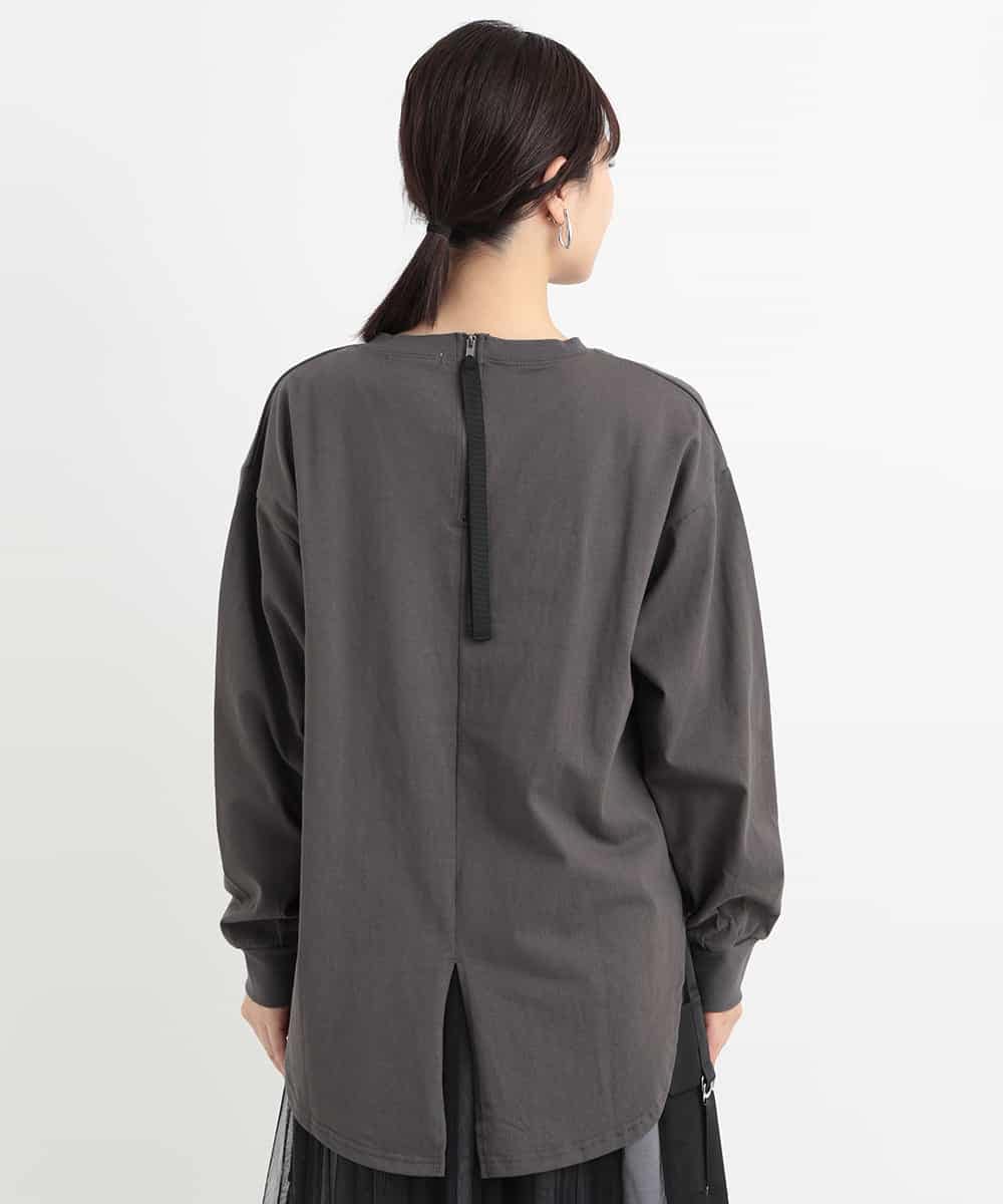 【50％OFF★さらに5点で70％OFFクーポン対象商品】カットソー レディース / トップス 長袖カットソー 長袖 丸首 クルーネック ゆったり  【メール便可22】◆ダンボールカットソー スリットプルオーバー | イーザッカマニアストアーズ