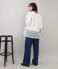 ZMKEE01108 al'aise modulation(アレーズモジュレーション) 【2WAY】フラワーチュールレースドロストプルオーバー アイボリー