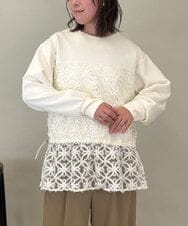 ZMKEE01108 al'aise modulation(アレーズモジュレーション) 【2WAY】フラワーチュールレースドロストプルオーバー アイボリー
