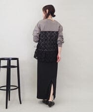 ZMKEE01108 al'aise modulation(アレーズモジュレーション) 【2WAY】フラワーチュールレースドロストプルオーバー グレー