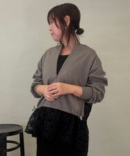 ZMKEE01108 al'aise modulation(アレーズモジュレーション) 【2WAY】フラワーチュールレースドロストプルオーバー グレー