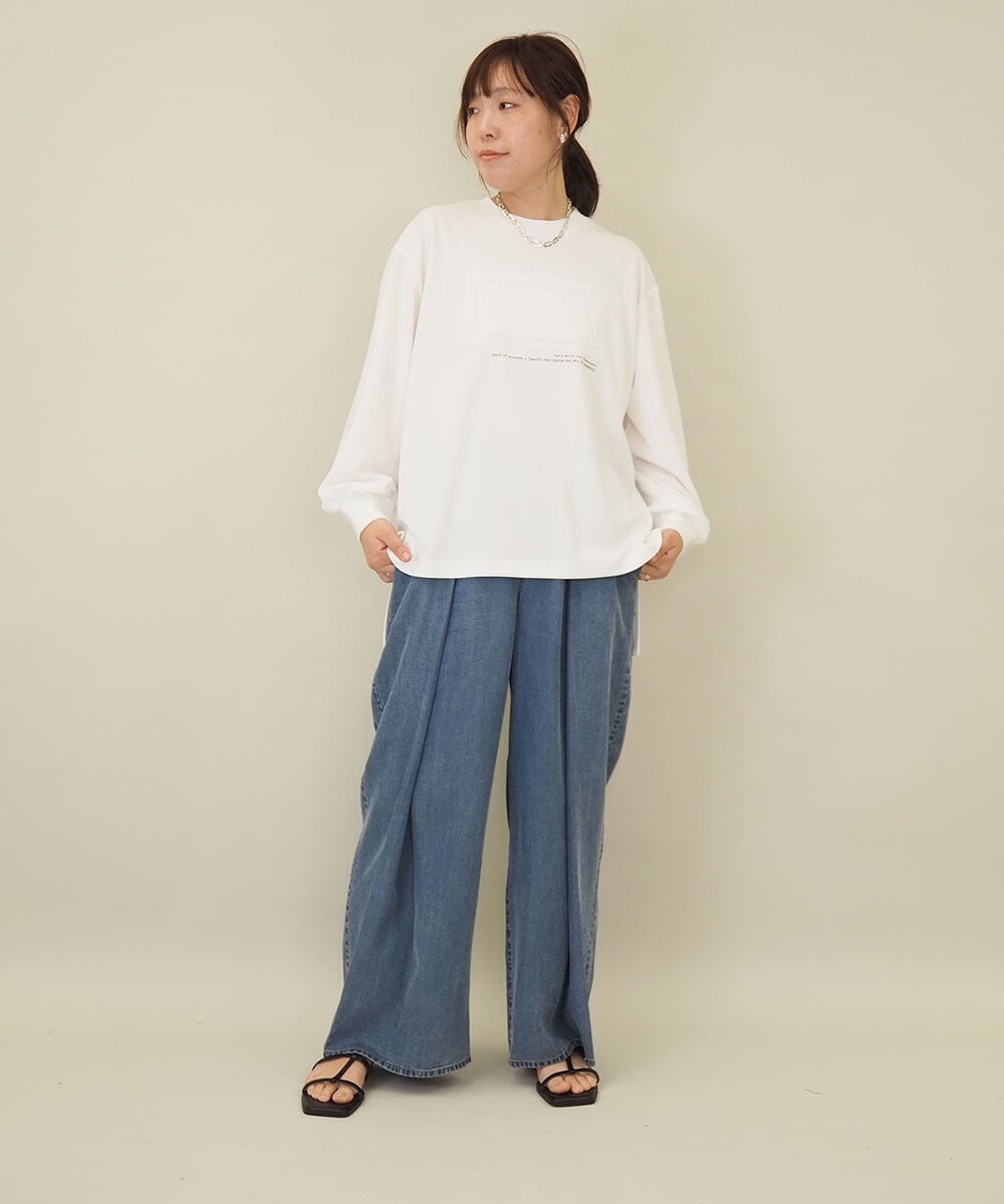 ZMKEE04110 al'aise modulation(アレーズモジュレーション) エンボスロゴスクエアヘムプルオーバー ホワイト