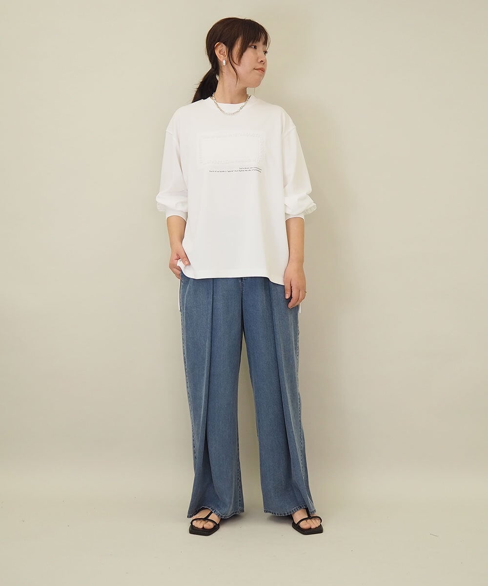 ZMKEE04110 al'aise modulation(アレーズモジュレーション) エンボスロゴスクエアヘムプルオーバー ホワイト