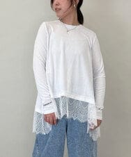 ZMKEE05110 al'aise modulation(アレーズモジュレーション) 裾レースカットソー ホワイト