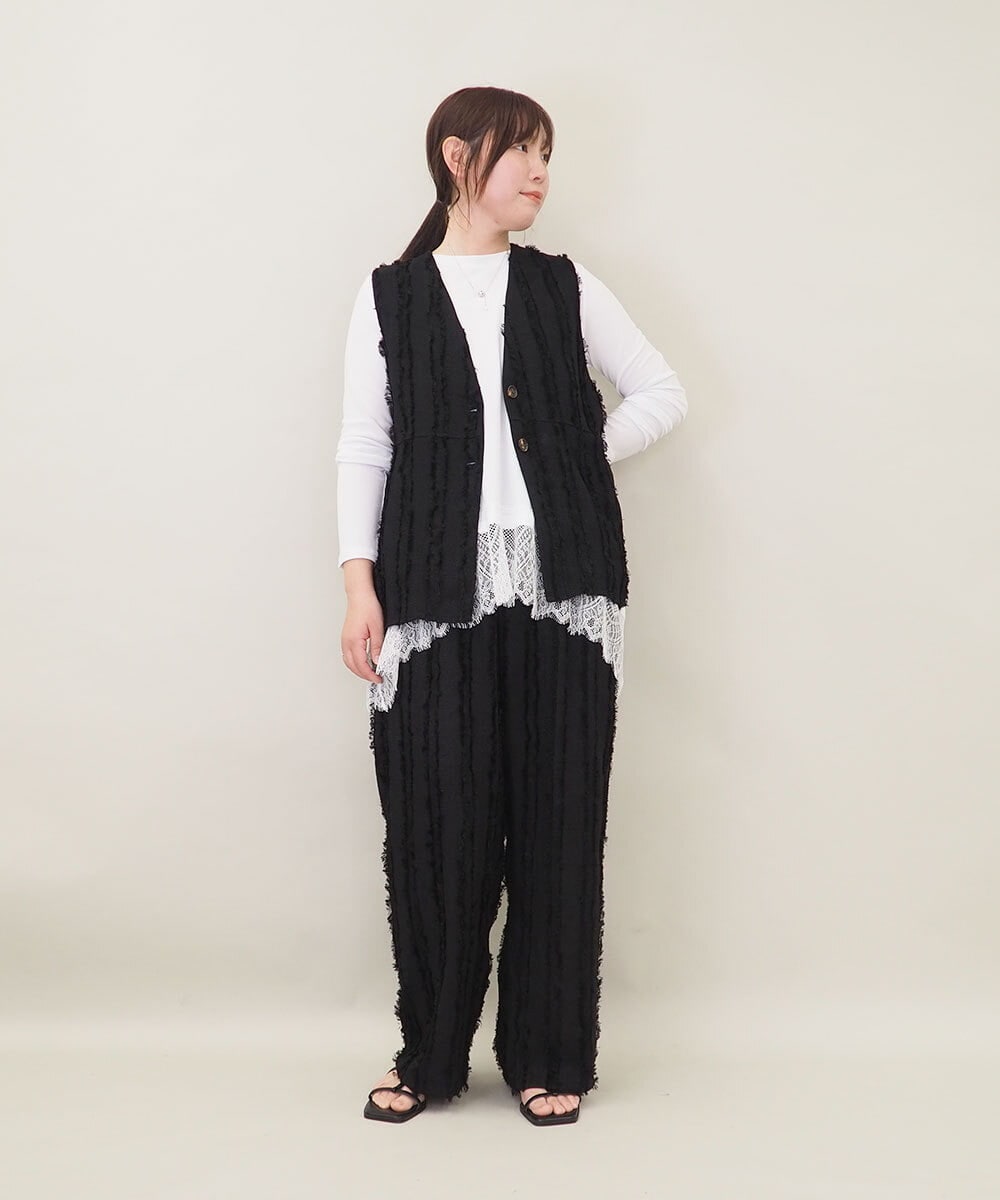 ZMKEE05110 al'aise modulation(アレーズモジュレーション) 裾レースカットソー ホワイト