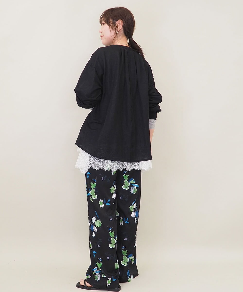 ZMKEE05110 al'aise modulation(アレーズモジュレーション) 裾レースカットソー ライトグレー