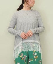 ZMKEE05110 al'aise modulation(アレーズモジュレーション) 裾レースカットソー ライトグレー