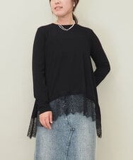 ZMKEE05110 al'aise modulation(アレーズモジュレーション) 裾レースカットソー ブラック