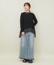 ZMKEE05110 al'aise modulation(アレーズモジュレーション) 裾レースカットソー ブラック