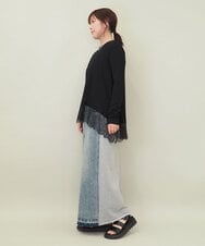 ZMKEE05110 al'aise modulation(アレーズモジュレーション) 裾レースカットソー ブラック