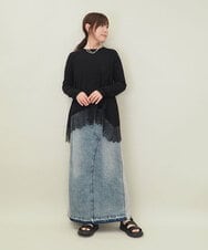 ZMKEE05110 al'aise modulation(アレーズモジュレーション) 裾レースカットソー ブラック