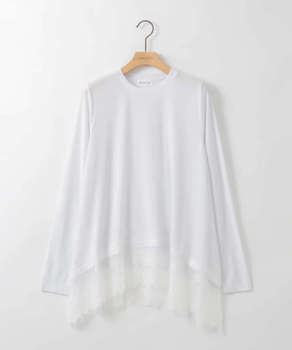 ZMKEE05110 al'aise modulation(アレーズモジュレーション) 裾レースカットソー ホワイト