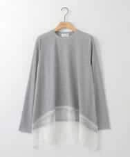 ZMKEE05110 al'aise modulation(アレーズモジュレーション) 裾レースカットソー ライトグレー