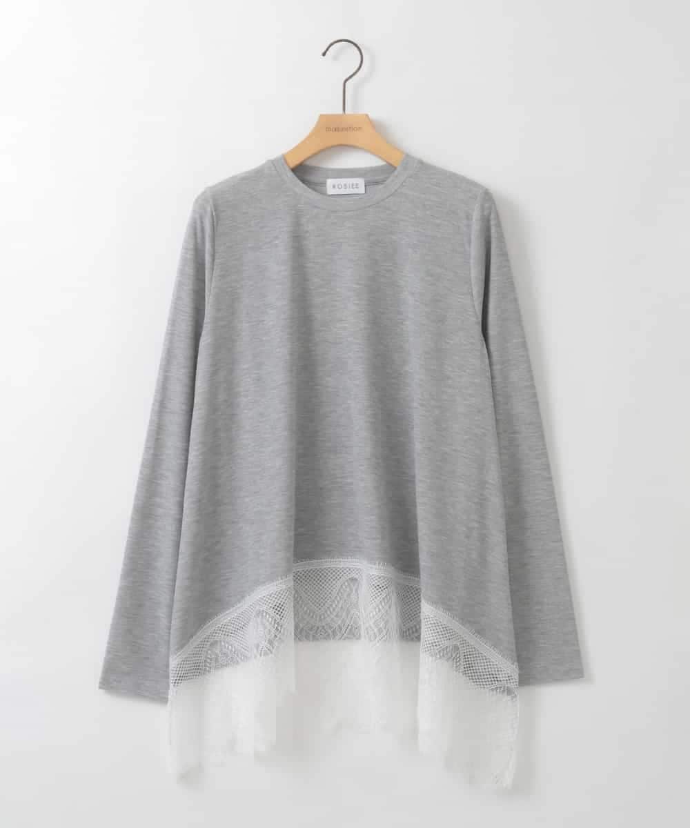 ZMKEE05110 al'aise modulation(アレーズモジュレーション) 裾レースカットソー ライトグレー