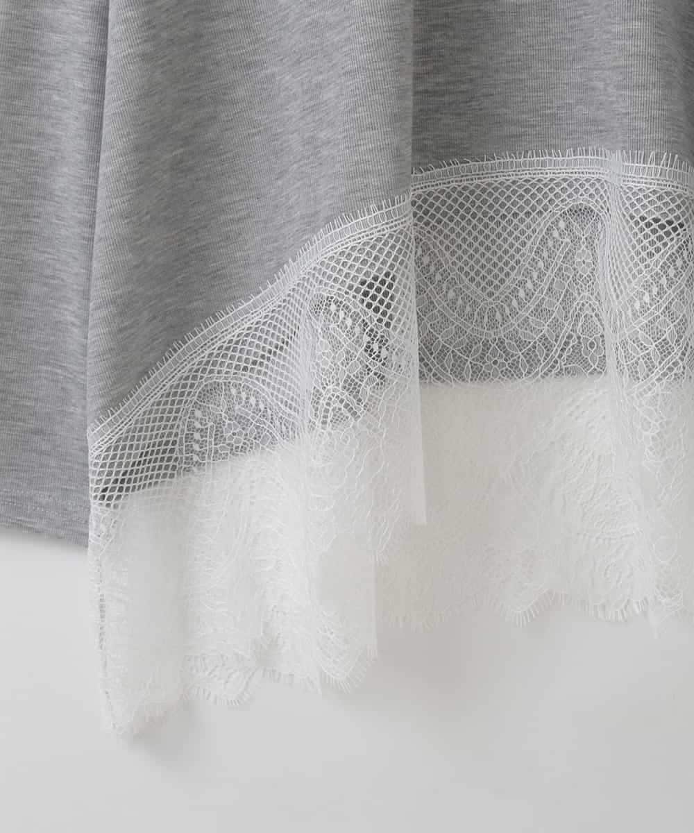 ZMKEE05110 al'aise modulation(アレーズモジュレーション) 裾レースカットソー ライトグレー