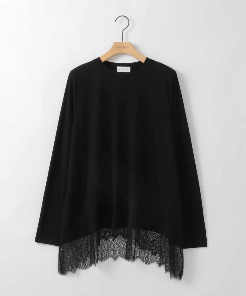 ZMKEE05110 al'aise modulation(アレーズモジュレーション) 裾レースカットソー ブラック