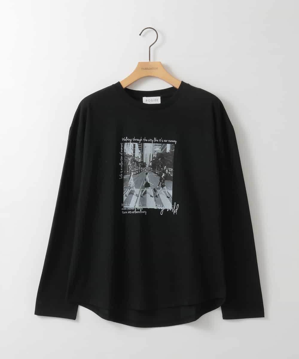 ZMKEE06100 al'aise modulation(アレーズモジュレーション) モノクロフォトカットソー ブラック