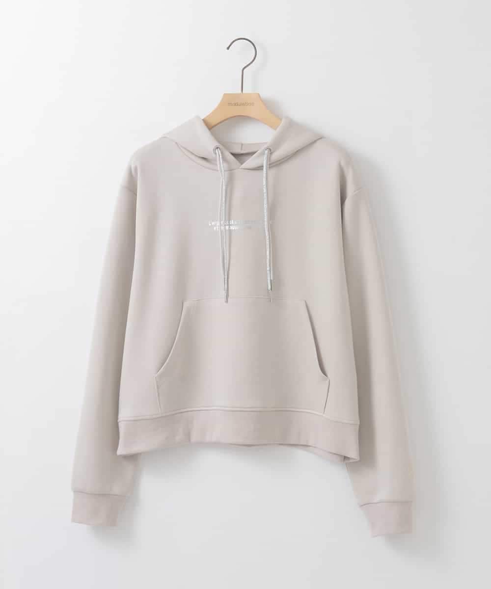 ZMKEE07128 al'aise modulation(アレーズモジュレーション) 箔ロゴラメコードフーディー ベージュ