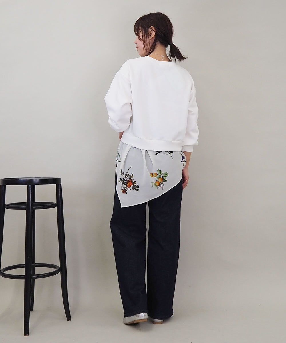 ZMKEE08118 al'aise modulation(アレーズモジュレーション) 異素材ドッキングフラワープルオーバー ホワイト