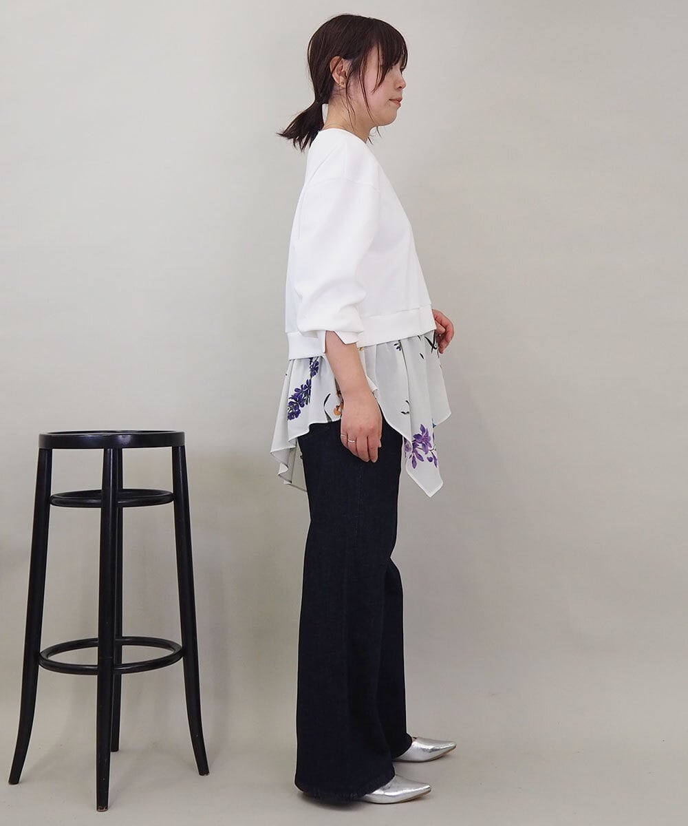 ZMKEE08118 al'aise modulation(アレーズモジュレーション) 異素材ドッキングフラワープルオーバー ホワイト