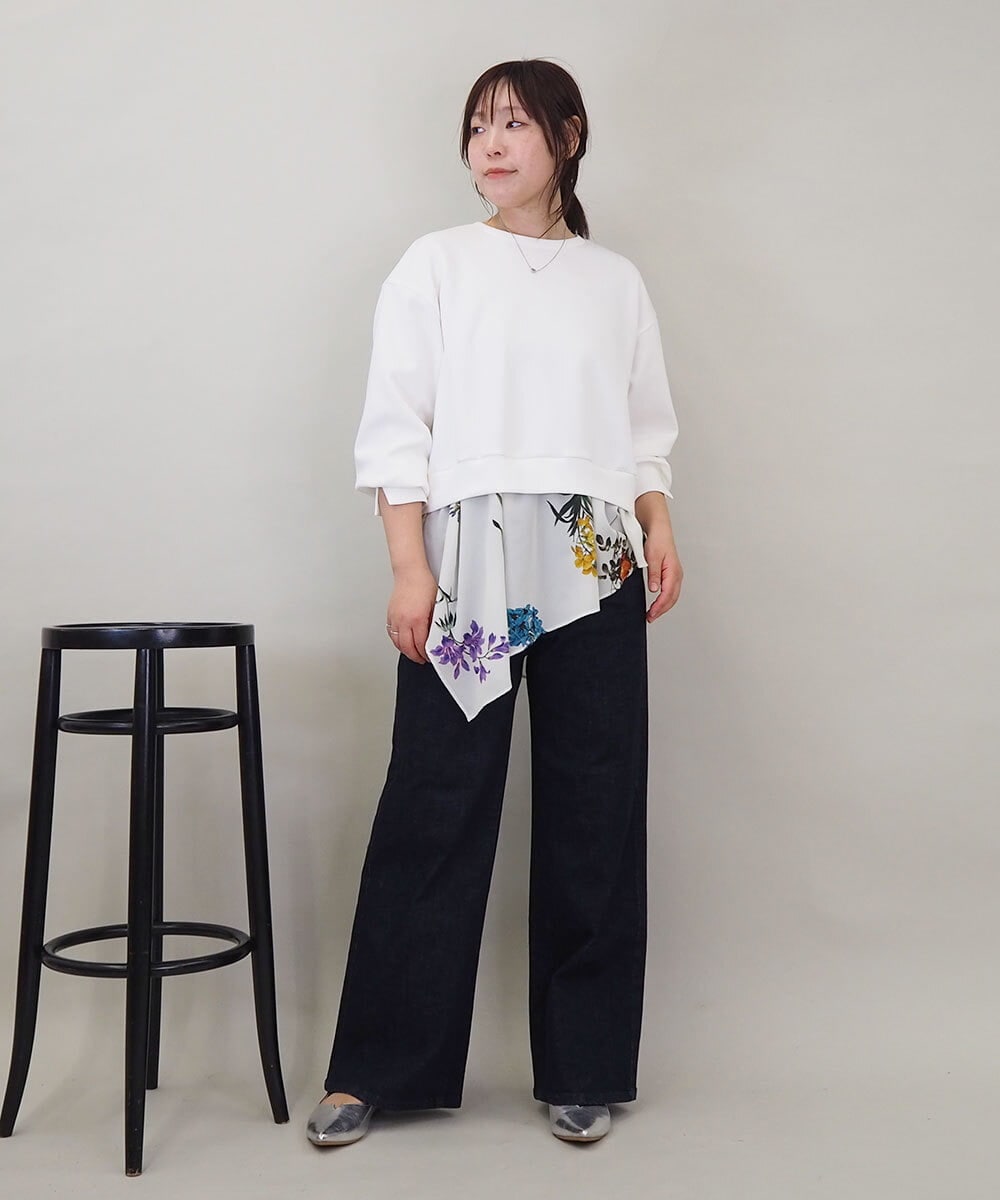 ZMKEE08118 al'aise modulation(アレーズモジュレーション) 異素材ドッキングフラワープルオーバー ホワイト